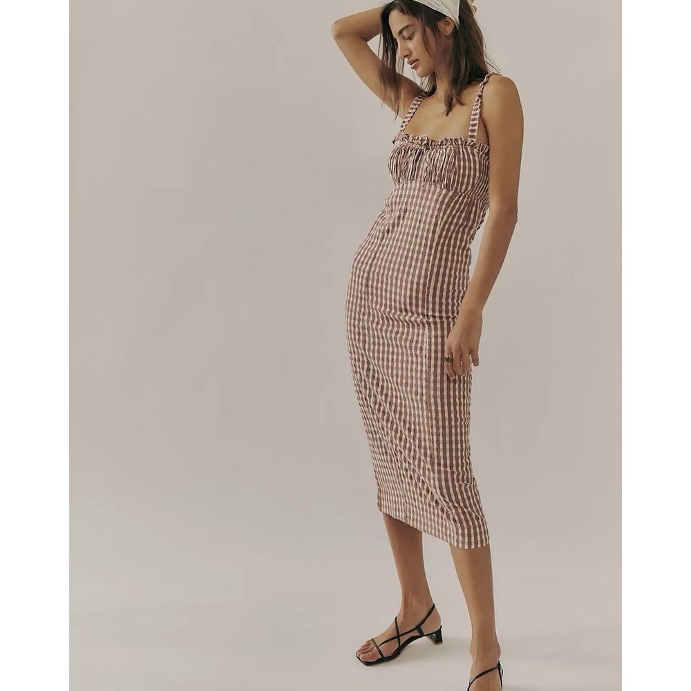 Free People Lucinda Plaid Print Tank Midi Dress in Lavendar Combo Size M